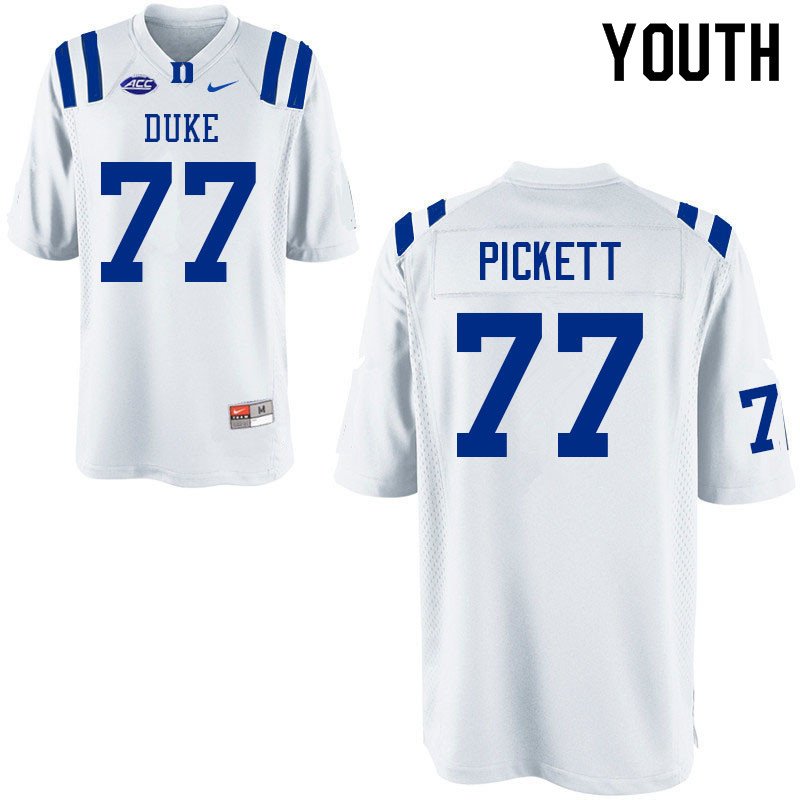 Youth #77 Justin Pickett Duke Blue Devils College Football Jerseys Sale-White